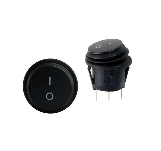 IS-EC-WP1213BLK Waterproof 3 Pin Round SPDT ON-OFF Rocker Switch BLACK - (AD51119)