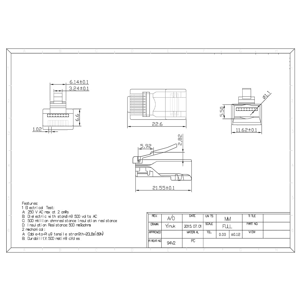 KR-204-CAT6 RJ-45 Cat-6 Modular Connector - (AD51986)
