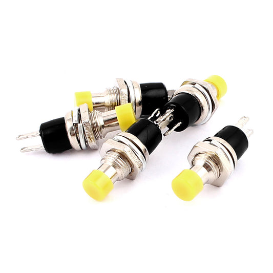 PBS-105 Yellow Knob Push Button Momentary Panel Mount SPST-NO - (AD53189)