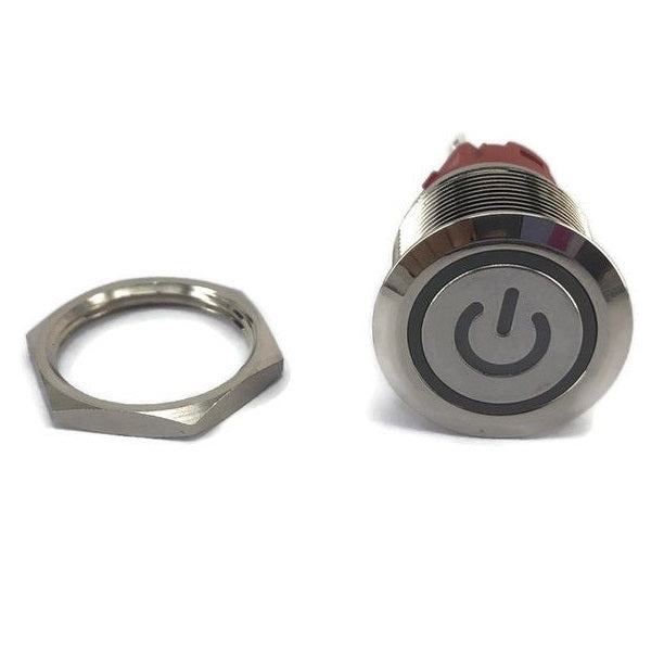 Red Metal Pushbutton Latching 19mm - (AD53837)