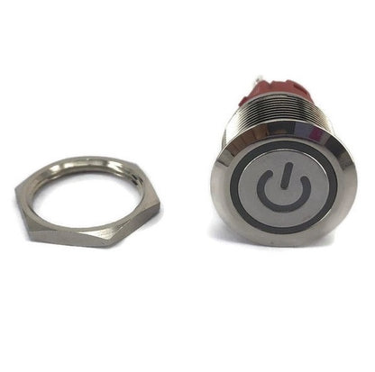 Red Metal Pushbutton Latching 19mm - (AD53837)