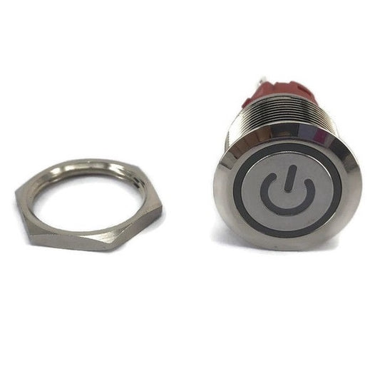 Red Metal Pushbutton Latching 19mm - (AD53837)