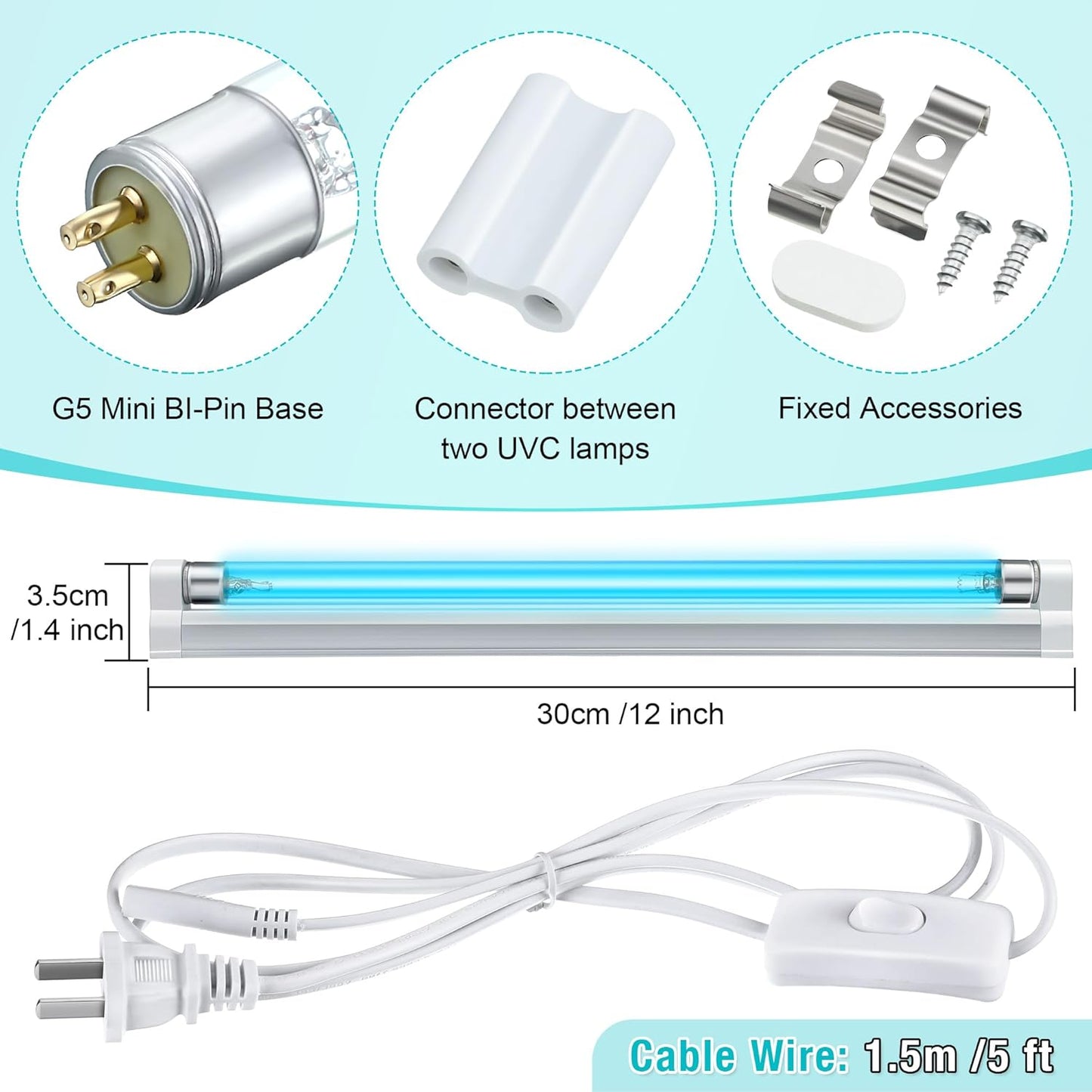UVC Lamp Ozone Free 253.7nm 110V - (AD54129)