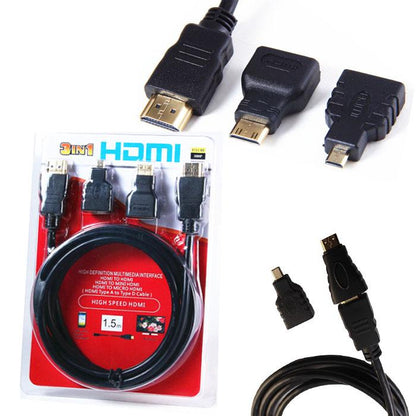3 in 1 HDMI to Mini HDMI + Micro HDMI Adapter Cable - (AD54667)