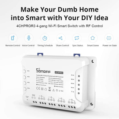 4-Channel SONOFF Pro R3 - WiFi Wireless Smart Switch - (AD54709)