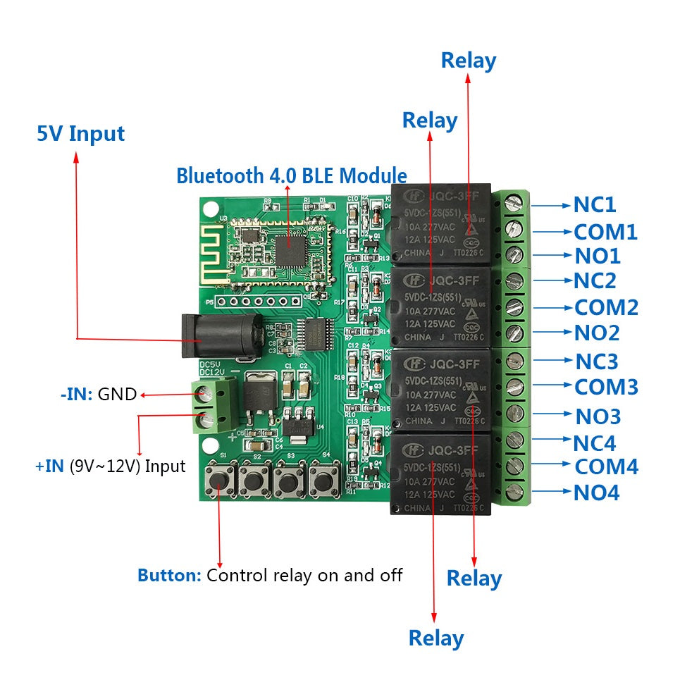 SH-BT04A 4-Channel Relay Bluetooth Module - (AD60216)
