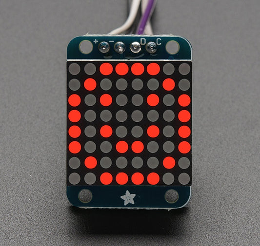 Adafruit Mini 8x8 LED Matrix w/I2C Backpack - Red [PID:869] - (AD60222)