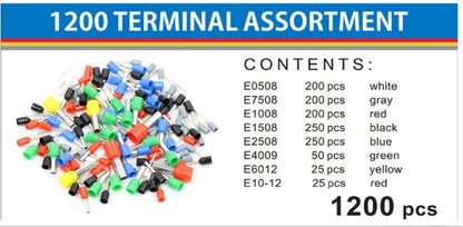 Wire Copper Crimp Terminal Kit AWG 22-10 (1200 PCS) - (AD60855)