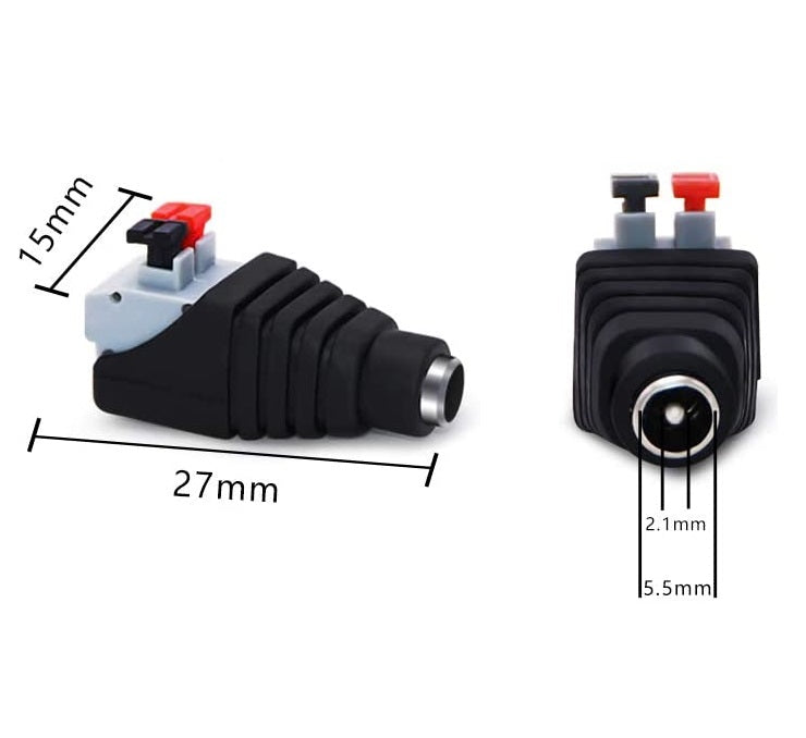 DC Power Female Jack Push Button 2 Pin Terminal 5.5x2.1mm - (AD61116)