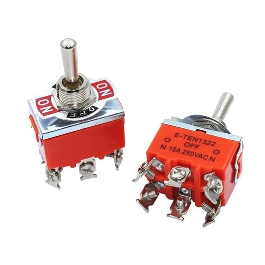 E-TEN1322 Toggle Switch DPDT ON-OFF-ON 15A @ 250V - (AD61556)