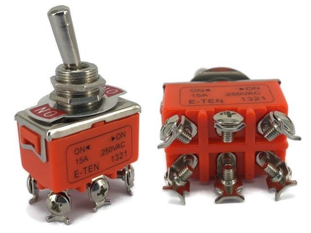E-TEN1321 Toggle Switch DPDT ON-ON 15A @ 250V - (AD61642)