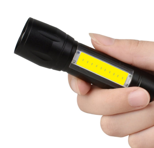 Zoomable LED Light 2 Modes + Side Light USB Rechargeable - (AD63358)