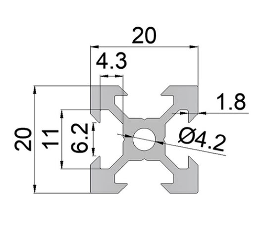 (400mm) Black 2020 V-Slot Aluminum Profile Extrusion - (AD63420)