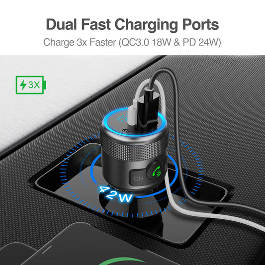 ARG-AC-0343BK Argom BT Hands Free Car Kit With Dual Fast Charging Ports - (AD64832)