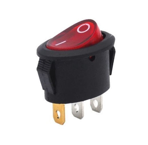 Oval Rocker Switch Red ON/OFF SPST (With Lamp) - (AD65286)