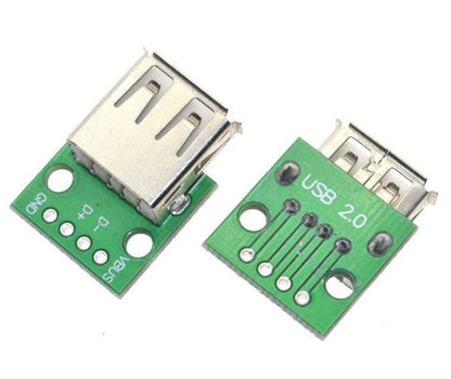 USB 2.0 Female Type A to DIP 2.54mm Adapter Connector - (AD65392)