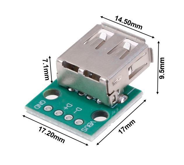 USB 2.0 Female Type A to DIP 2.54mm Adapter Connector - (AD65392)