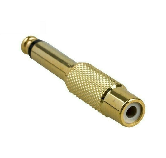 6.35mm 1/4" Male Mono Plug To RCA Female Jack Audio Adapter - (AD65998)