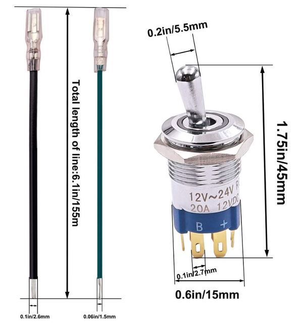 Illuminated Toggle Switch ON-OFF SPST Tri-Color Red - Green - Blue LED - (AD66053)