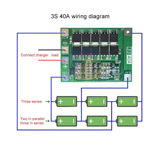 3S Battery Protection Board (BMS) 40A 12.6V - (AD66354)
