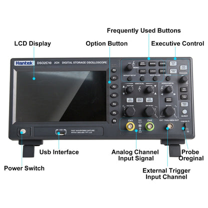 Hantek DSO2D10 TFT Digital Oscilloscope 2 Channel 100MHz with Function Generator - (AD70308)