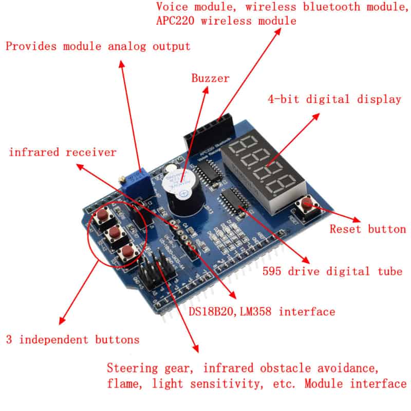 Multi-function Shield for UNO - Leonardo - Mega2560 - (AD71058)