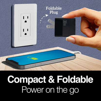 ARG-AC-0122BK Argom Volta P4 38W Pro PD Type-C + USB With Foldable Plug Wall Charger - (AD71731)