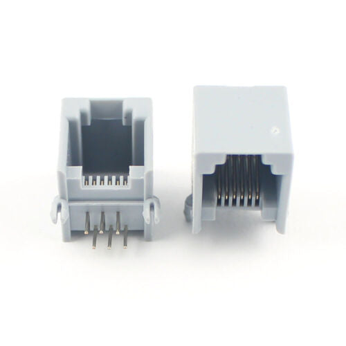 RJ11 6-Pin Vertical PCB Mounting Female Connector - (AD73045)