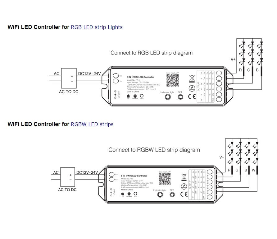WiFi RGBW LED Strip Light Controller - (AD73936)