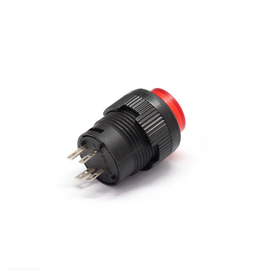 16mm Red 12V Latching R16-503 Push Button Switch - (AD75519)
