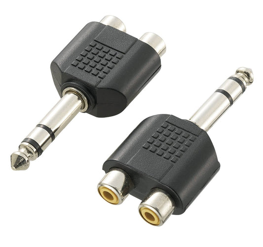 P-254 Miyako 6.35mm Plug Stereo to Dual RCA Jack Adapter - (AD77376)