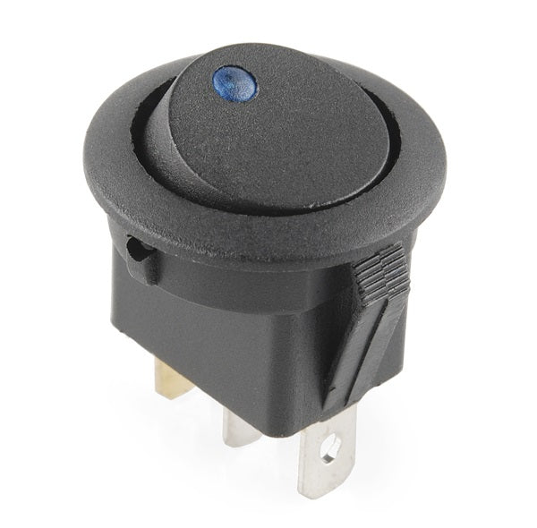 3 Pin Round SPST ON-OFF Rocker Switch (Blue) 12VDC - (AD78170)