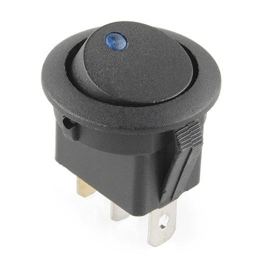 3 Pin Round SPST ON-OFF Rocker Switch (Blue) 12VDC - (AD78170)