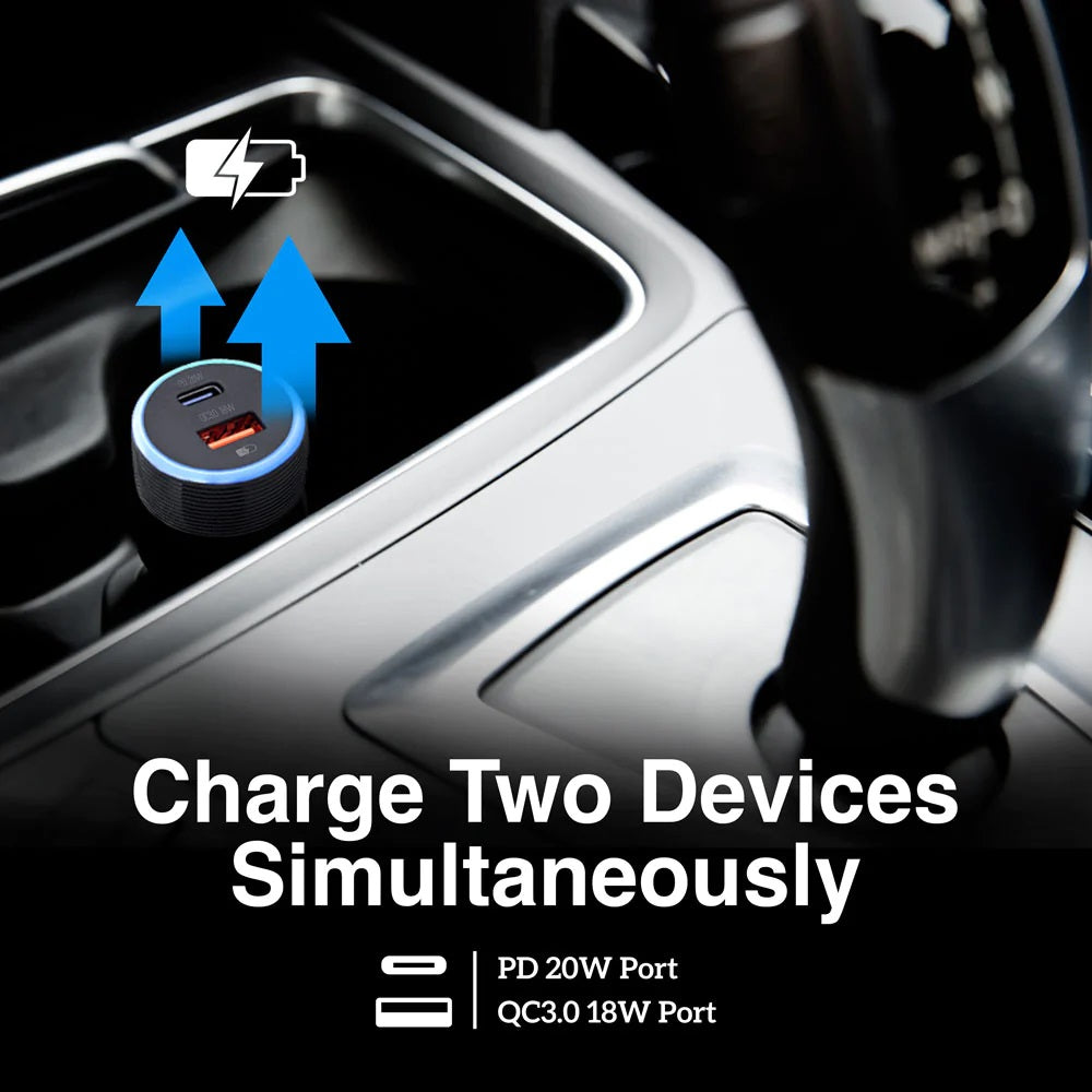 ARG-AC-0118BK Argom Force C1 38W PD Type-C + USB Car Charger - (AD78190)