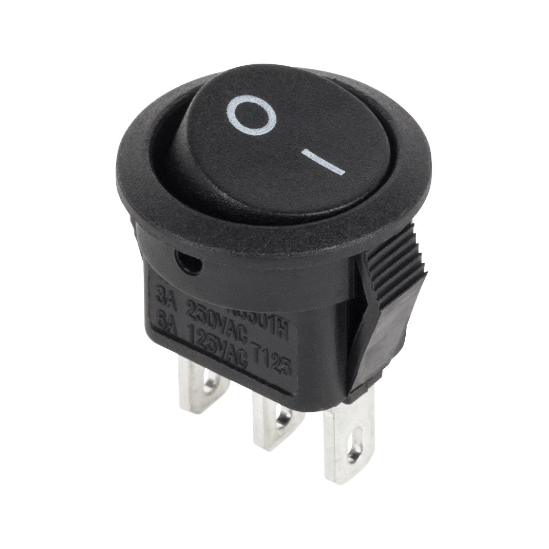 3 Pin Round SPDT ON-OFF Rocker Switch (Black) - (AD78234)