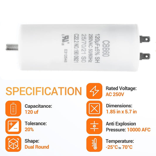 CBB60-A 120uF @ 250VAC Capacitor Arranque - (AD79672)