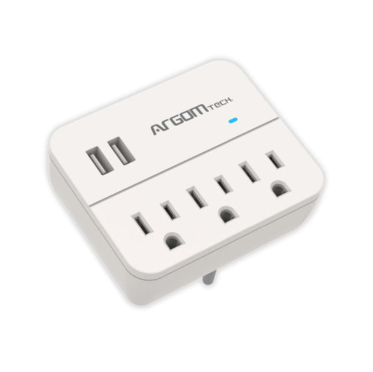 ARG-AC-0266WT Surge Protector Charging Station 3-Outlets/2-USB White - (AD81782)