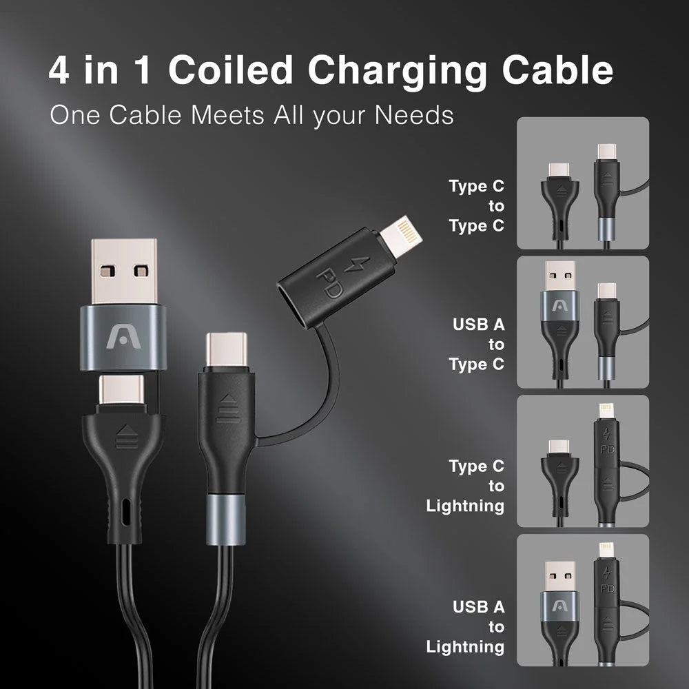 ARG-CB-0071BK Argom 60W Fast Charging & Data Cable (4 in 1) - (AD91445)