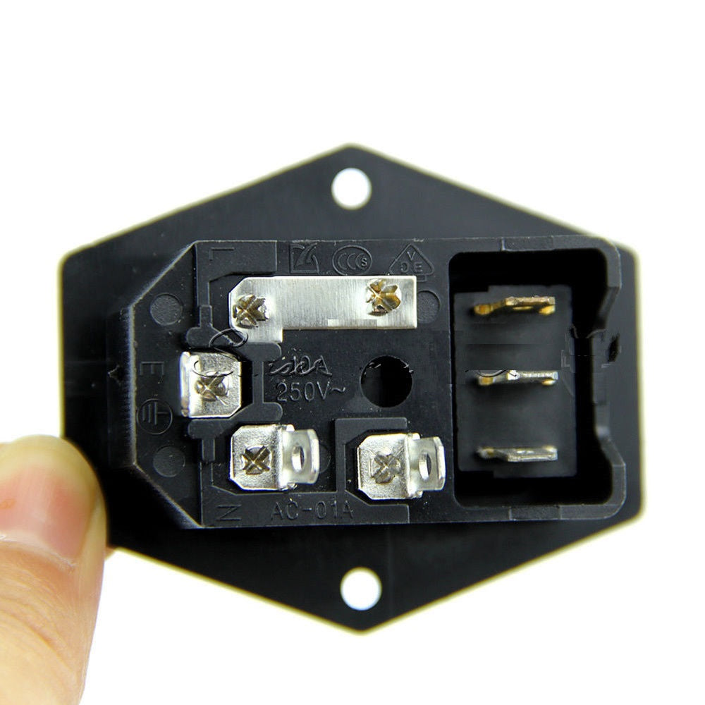 Power Socket with Fuse Holder 250VAC @ 10A - 3 Terminal - (AD18558)