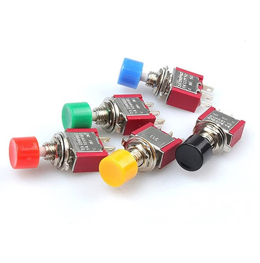 DS-612 Black Knob Push Button Switch Momentary Panel Mount 3 Pin SPDT - (AD73651)