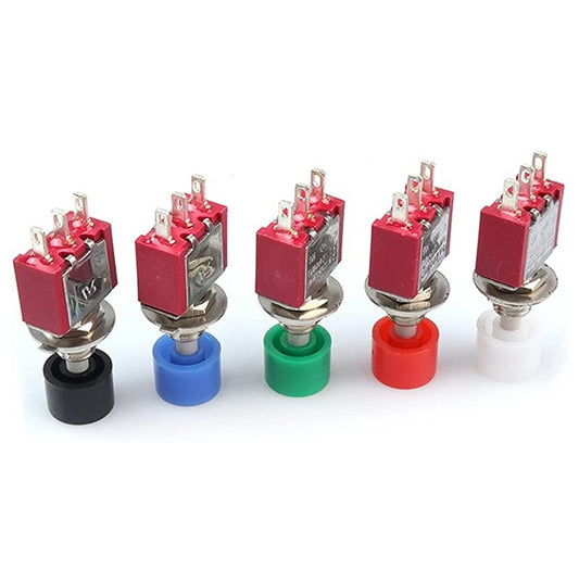 DS-612 Black Knob Push Button Switch Momentary Panel Mount 3 Pin SPDT - (AD73651)