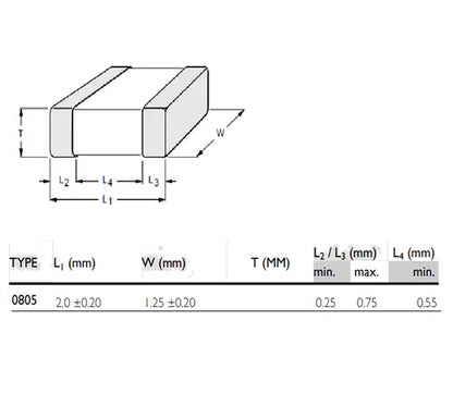 100nF @ 50V SMD Ceramic Capacitor 0805 - (AD65514)