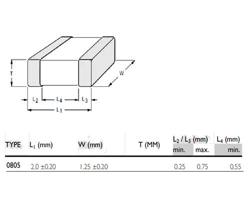 100nF @ 50V SMD Ceramic Capacitor 0805 - (AD65514)
