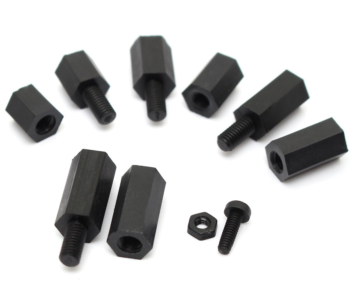 M3 12mm Nylon Spacer Black Female-Female - (AD16005)