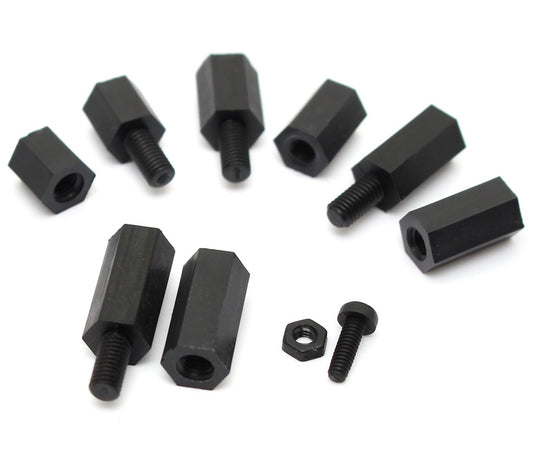 M3 6mm+6mm Nylon Spacer Black Male-Female - (AD17135)