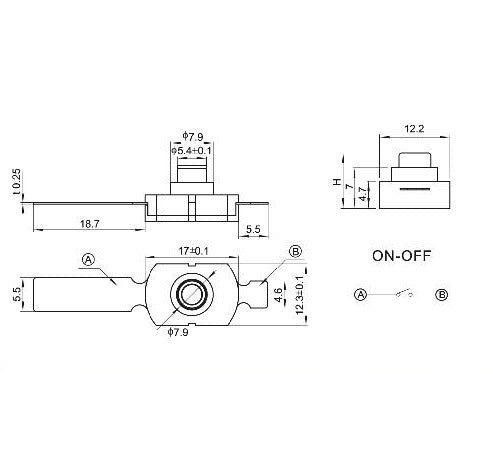 1208YD Push Button Switch Self Locking - (AD37346)