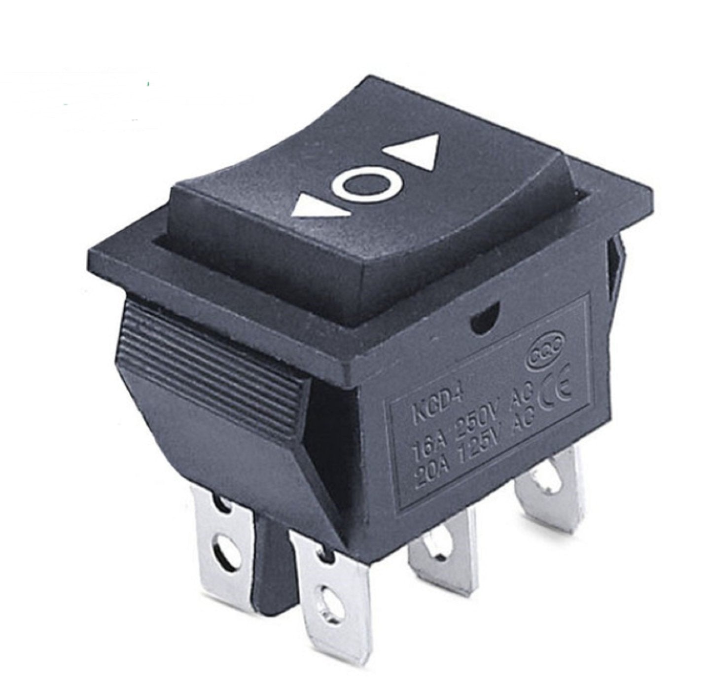 KCD4-203R Rocker Switch (ON)-OFF-(ON) DPDT Momentary with Auto Reset - (AD50885)