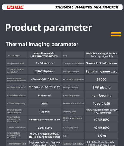 BSIDE-SH7 Thermal Camera + Digital Multimeter 2 in 1 - (AD25693)