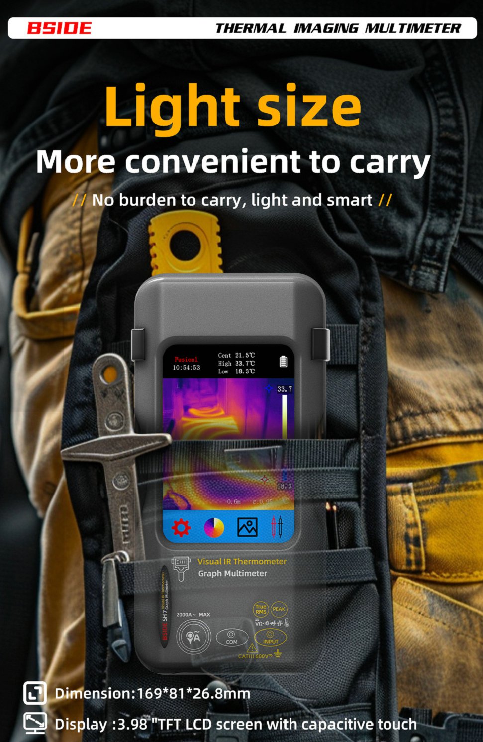 BSIDE-SH7 Thermal Camera + Digital Multimeter 2 in 1 - (AD25693)