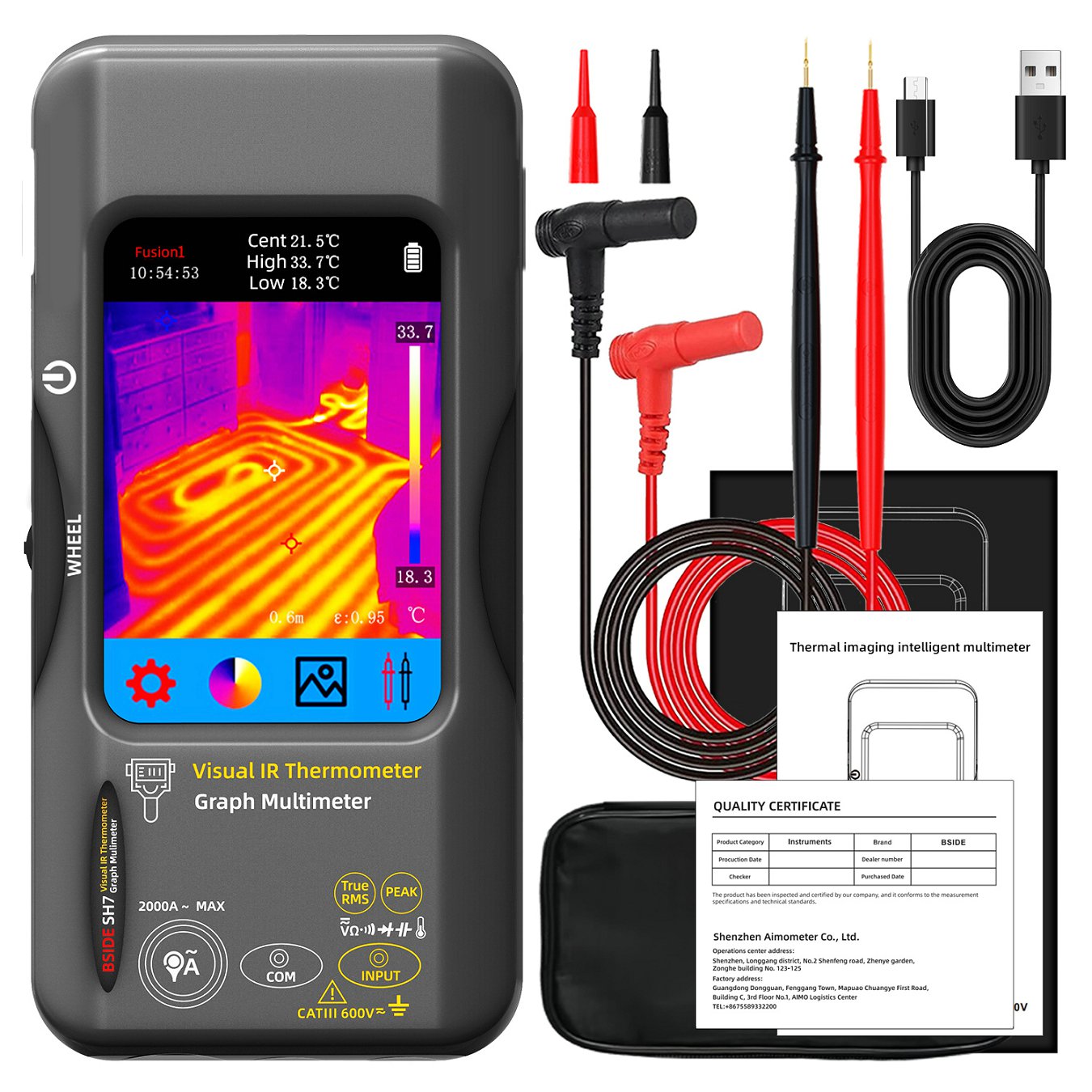 BSIDE-SH7 Thermal Camera + Digital Multimeter 2 in 1 - (AD25693)